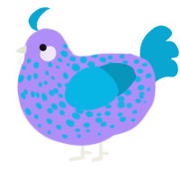A lilac and cerulean chicken with a speckle pattern