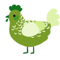 A chartreuse and apple chicken with a half-lace pattern
