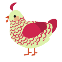 A apple and crimson chicken with a lace pattern
