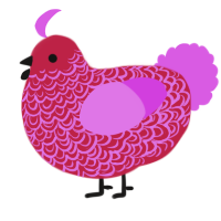 A crimson and orchid chicken with a double-lace pattern