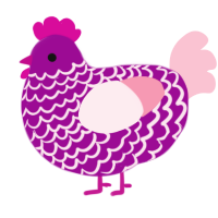 A plum and rose chicken with a lace pattern
