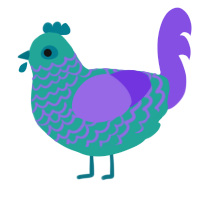 A turquoise and blurple chicken with a lace pattern