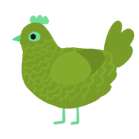 A chartreuse chicken with a lace pattern