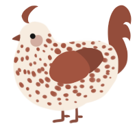 A cream and russet chicken with a speckle pattern