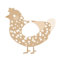 A beige and cream chicken with a speckle pattern