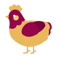 A honey and maroon chicken with a head pattern