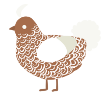 A brown and white chicken with a double-lace pattern