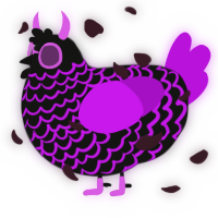 A black and amethyst chicken with a lace pattern