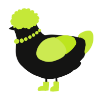 A black and lime chicken