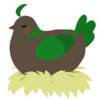 A bark and leaf chicken with a neck-speckle pattern