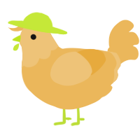 A honey chicken with a head pattern