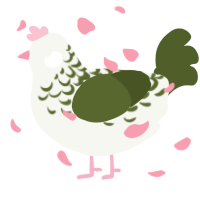 A white and olive chicken with a half-lace pattern