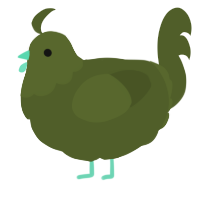 A olive chicken with a head pattern