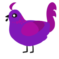 A violet and plum chicken with a neck-speckle pattern