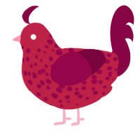 A crimson and maroon chicken with a speckle pattern