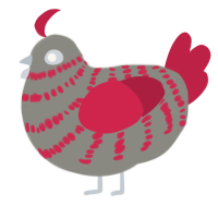 A ash and crimson chicken with a bar pattern