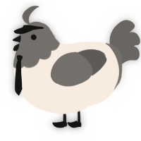 A cream and grey chicken with a head pattern