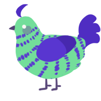 A spring and indigo chicken with a bar pattern