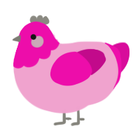 A pink and fuchsia chicken with a head pattern