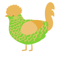 A grass and honey chicken with a lace pattern