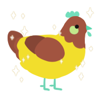 A yellow and russet chicken with a head pattern