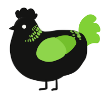 A black and grass chicken with a neck-band pattern