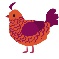 A vermilion and wine chicken with a lace pattern