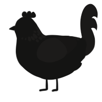 A black and sable chicken with a neck-speckle pattern