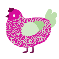 A fuchsia and gluppy chicken with a double-lace pattern