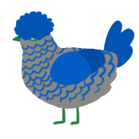 A ash and ultramarine chicken with a lace pattern