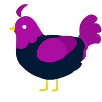 A tumblr and plum chicken with a head pattern