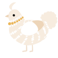 A cream chicken with a bar pattern