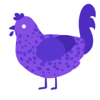 A blurple and indigo chicken with a speckle pattern