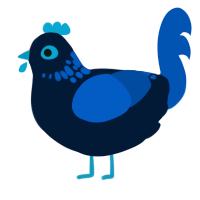 A tumblr and ultramarine chicken with a neck-speckle pattern