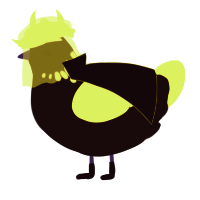 A sable and yellow chicken with a neck-speckle pattern