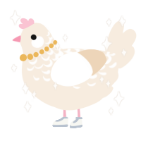 A cream chicken with a half-lace pattern