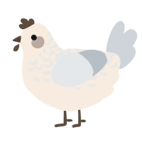A cream and mist chicken with a half-lace pattern