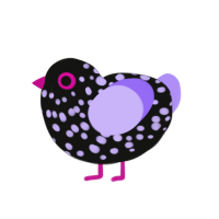 Lady Nighskye, a black and lilac chicken with a speckle pattern