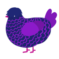 A navy and violet chicken with a lace pattern