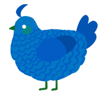 A sapphire and ultramarine chicken with a lace pattern