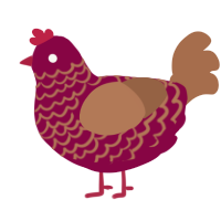 A maroon and brown chicken with a lace pattern
