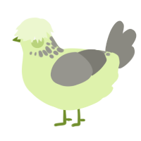 A apple and ash chicken with a neck-speckle pattern