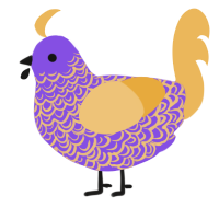 A blurple and honey chicken with a double-lace pattern