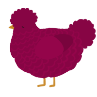 A maroon chicken with a lace pattern
