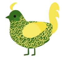 A leaf and yellow chicken with a double-lace pattern