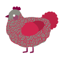 A ash and crimson chicken with a double-lace pattern