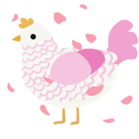 A white and pink chicken with a lace pattern