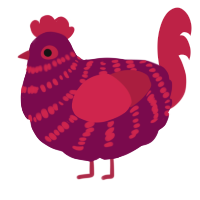 A wine and crimson chicken with a bar pattern