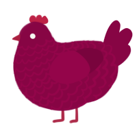 A maroon chicken with a lace pattern