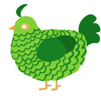 A grass and leaf chicken with a lace pattern